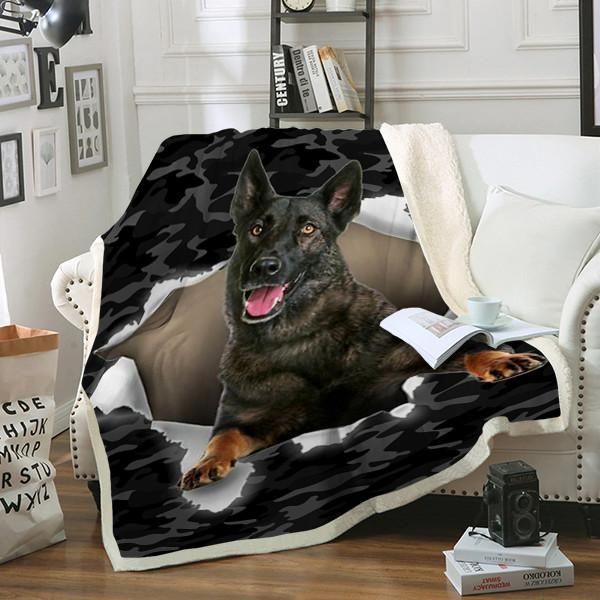 Dutch Shepherd Dog Sherpa Fleece Blanket