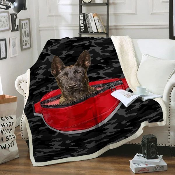 Dutch Shepherd Dog Sherpa Fleece Blanket