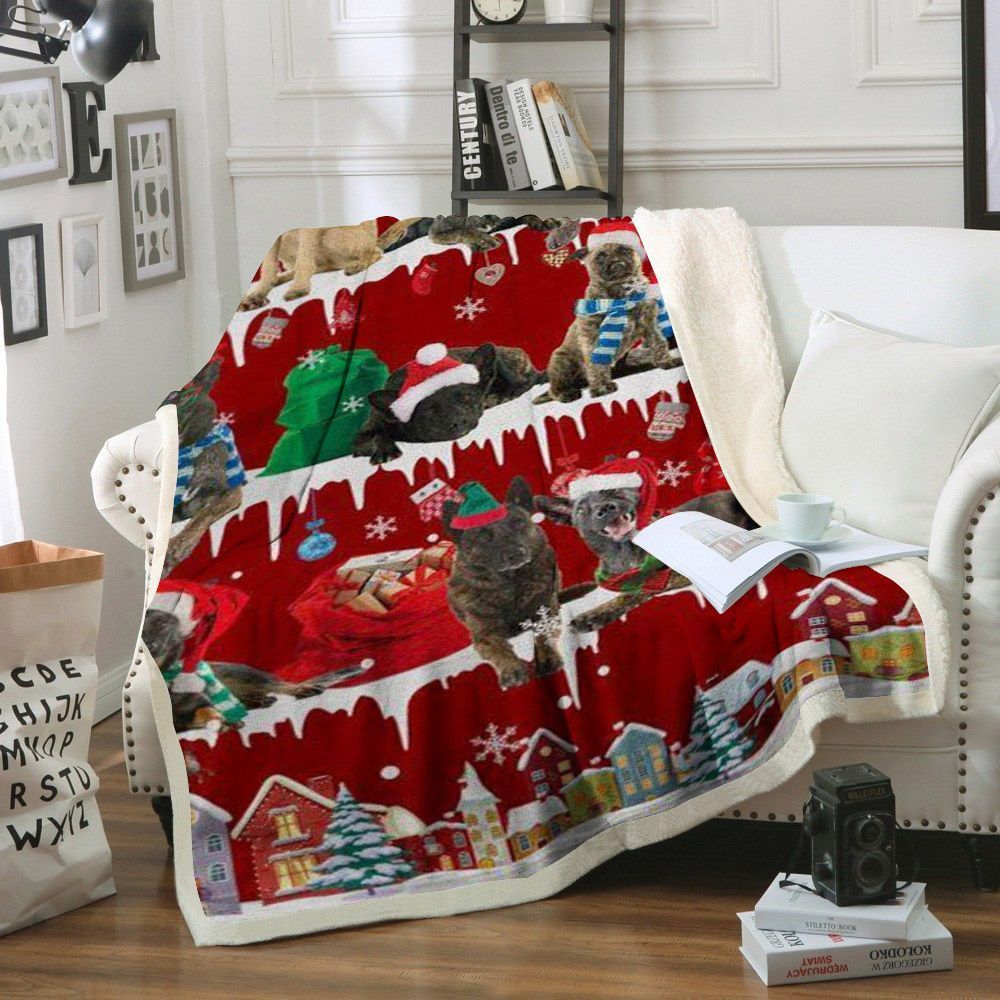 Dutch Shepherd Snow Christmas Sherpa Fleece Blanket