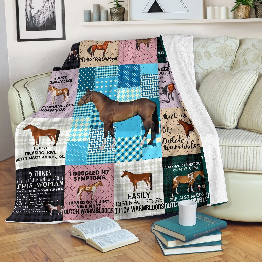 Dutch Warmblood Horse Sherpa Fleece Blanket