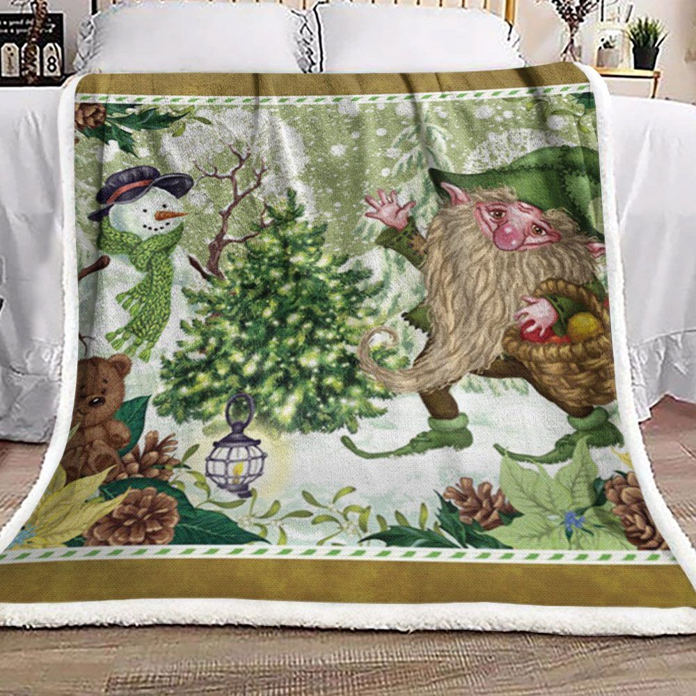 Dwarf Christmas Snowman Sherpa Fleece Blanket