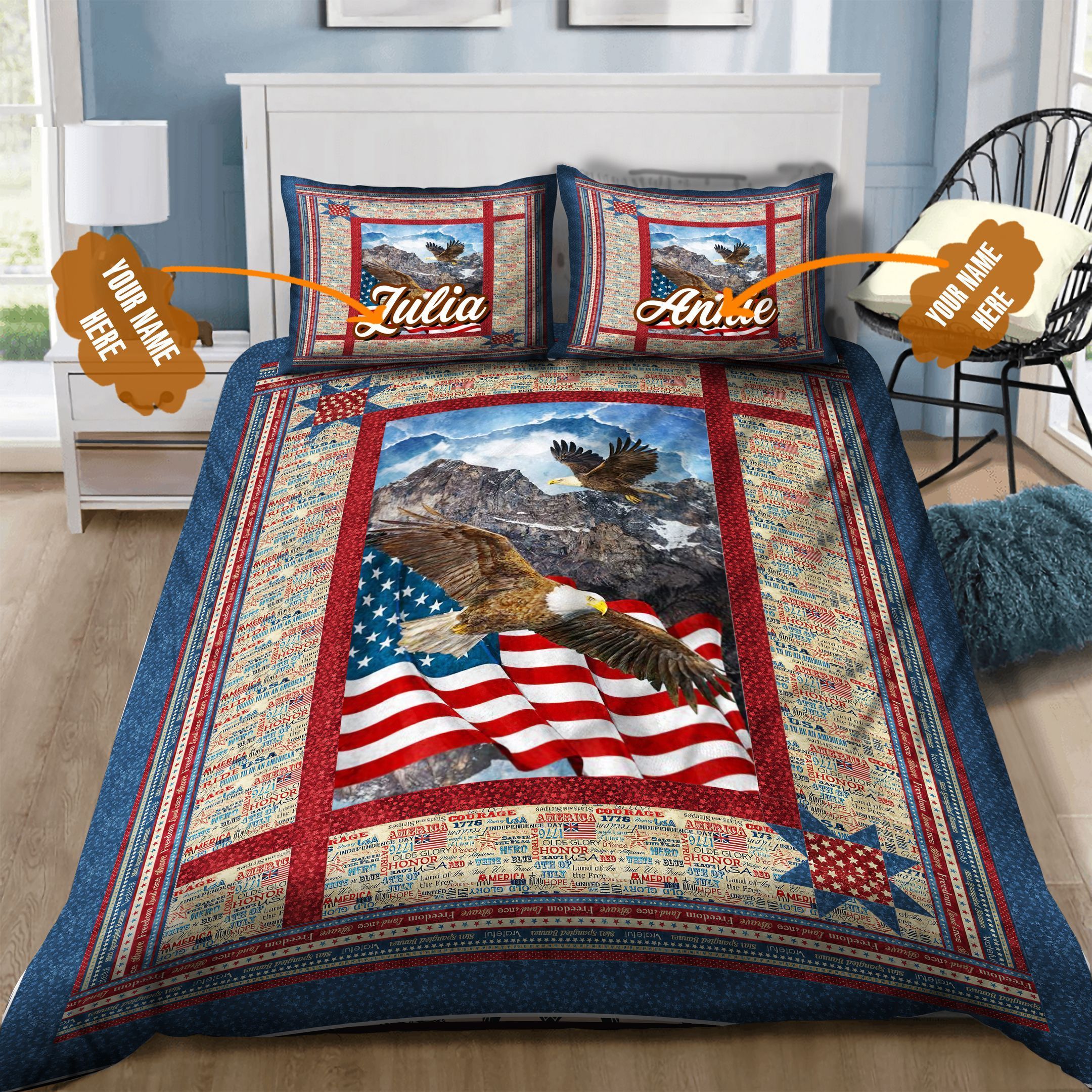 Eagle 4th July Personalized Bedding Set
