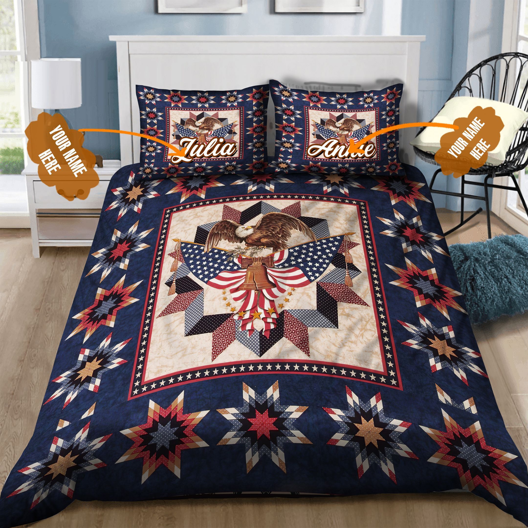 Eagle 4th July Personalized Bedding Set