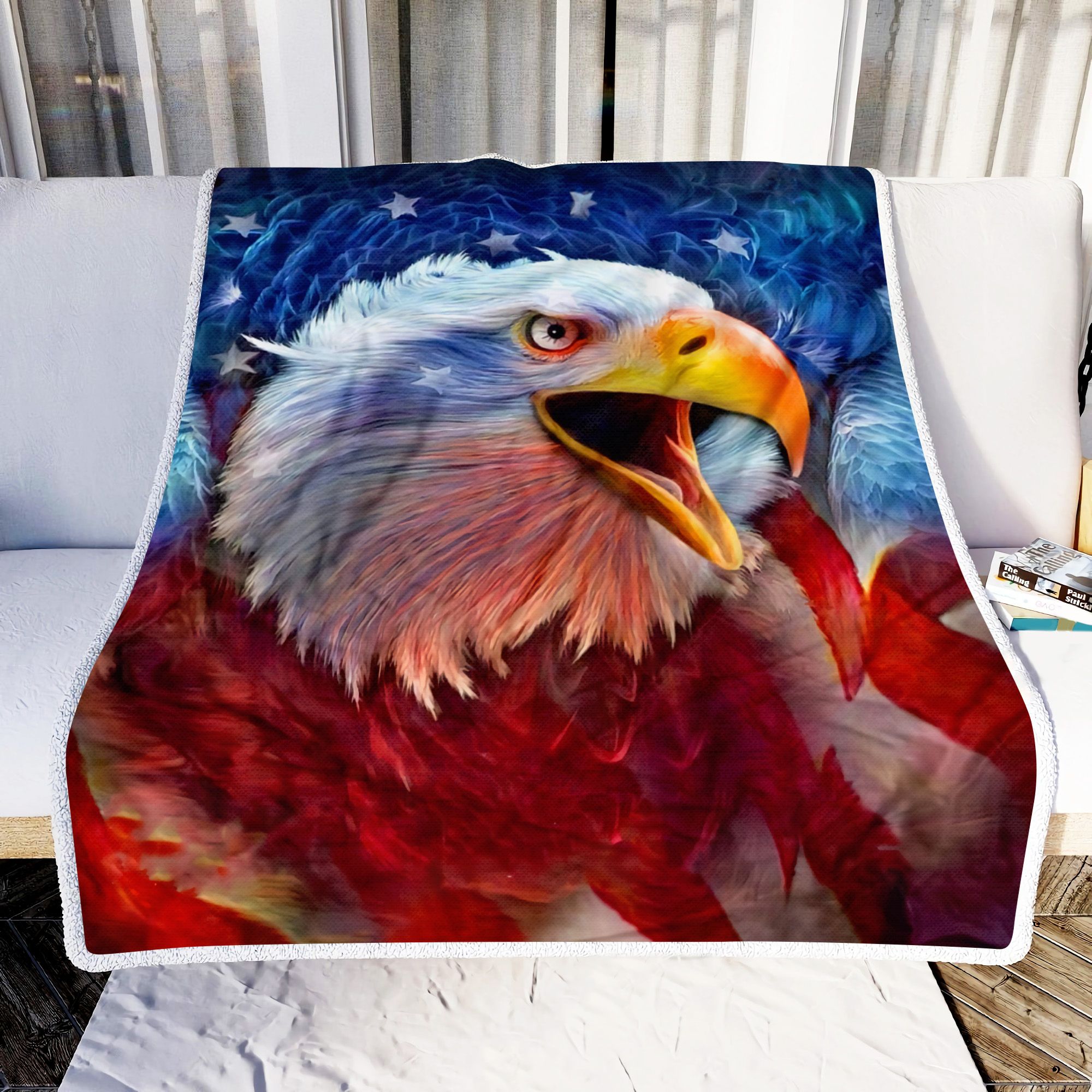 Eagle American Flag Fleece Blanket