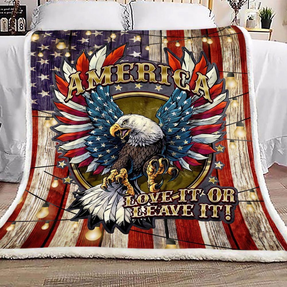 Eagle American Flag Fleece Blanket