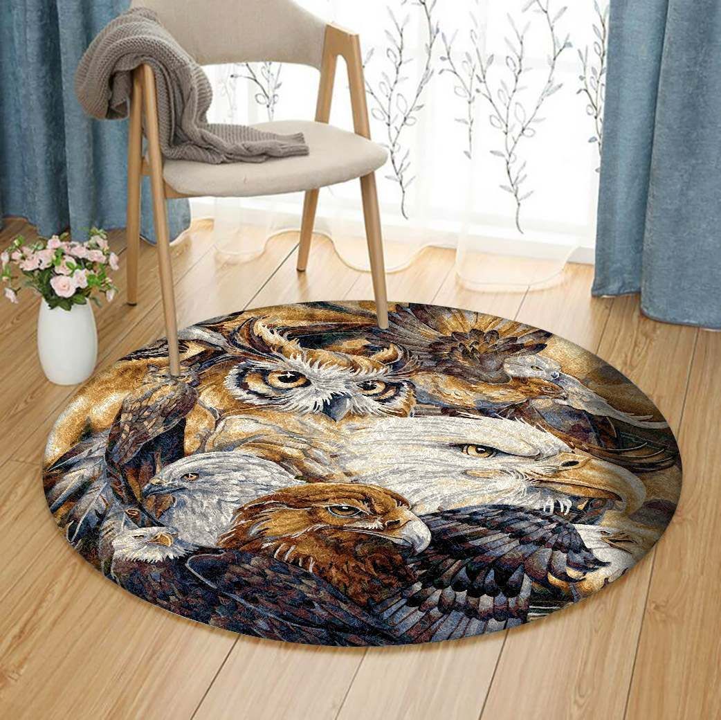 Eagle And Owl Round Carpet