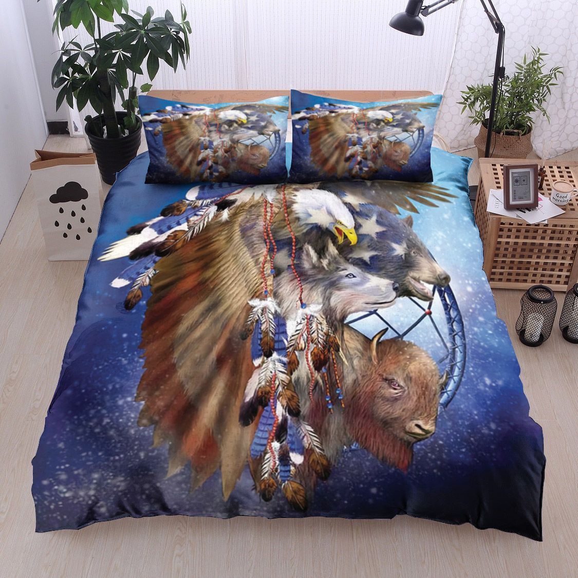 Eagle Bear Wolf Bison Dreamcatcher Bedding Set