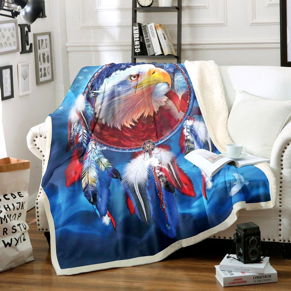 Eagle Dreamcatcher Sherpa Fleece Blanket