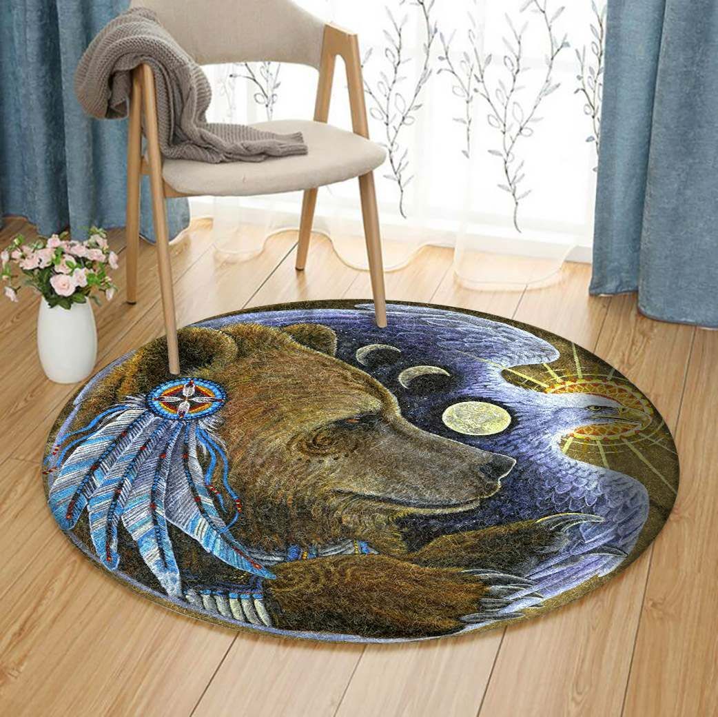 Eagle Heart Medicine Bear Round Carpet