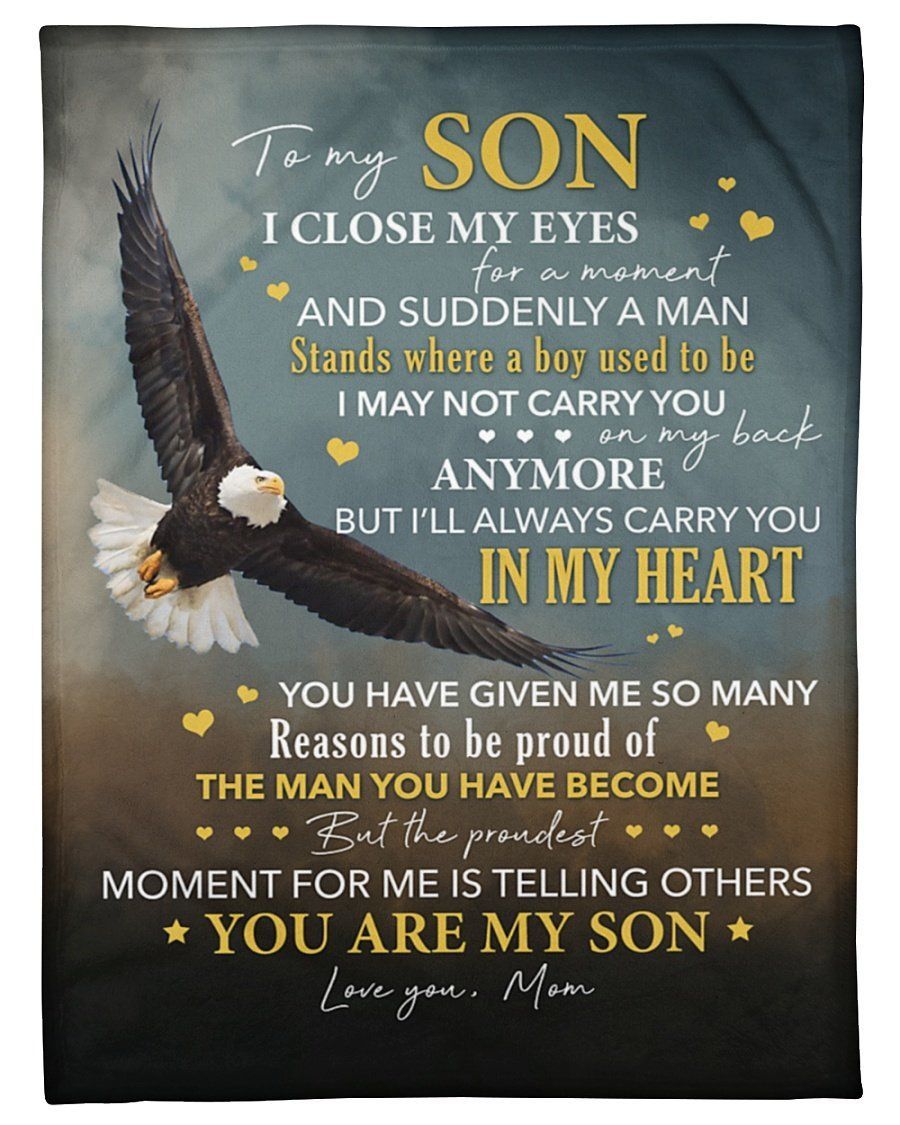 Eagle Mom To Son I Close My Eyes For A Moment Fleece Blanket Fleece Blanket