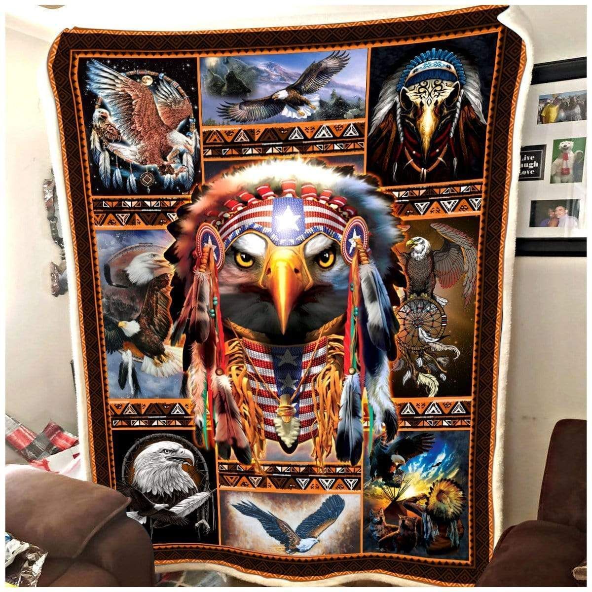 Eagle Native American Soft Fleece Blanket Gift