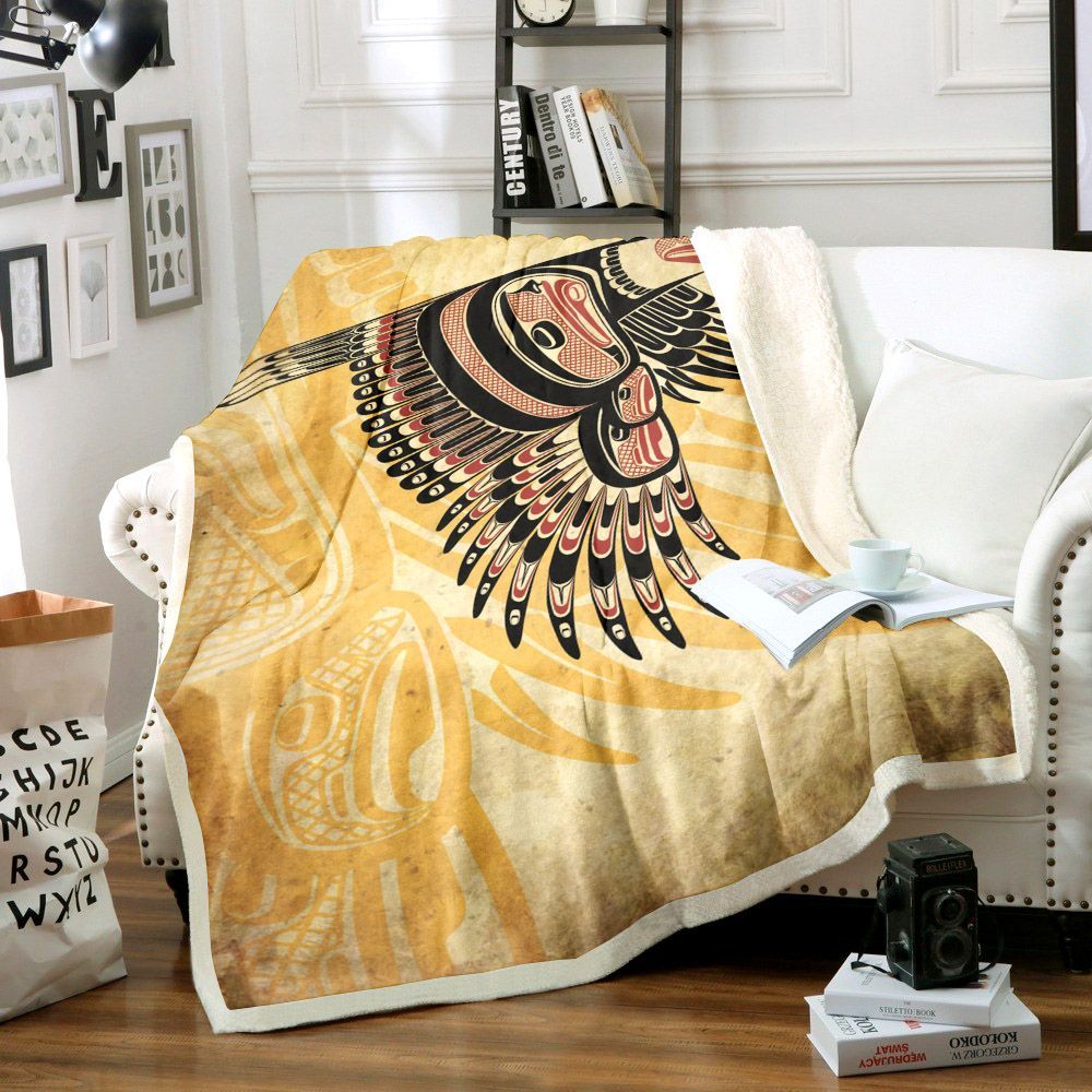 Eagle Native American Sherpa Fleece Blanket