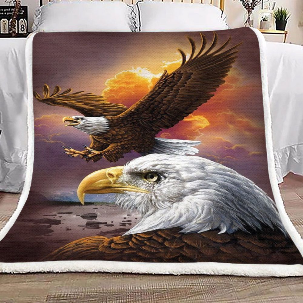 Eagle SunSet Sherpa Fleece Blanket