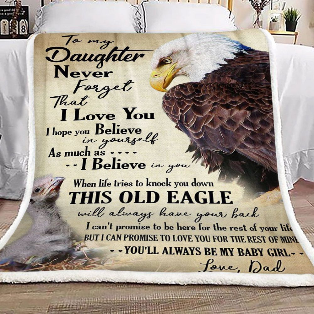 Eagle To My Daughter Love Dad Sherpa Fleece Blanket