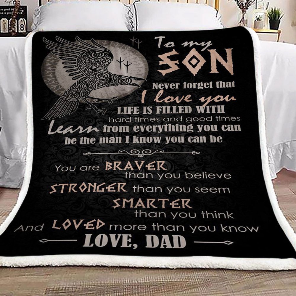 Eagles To My Son Love Dad Sherpa Fleece Blanket