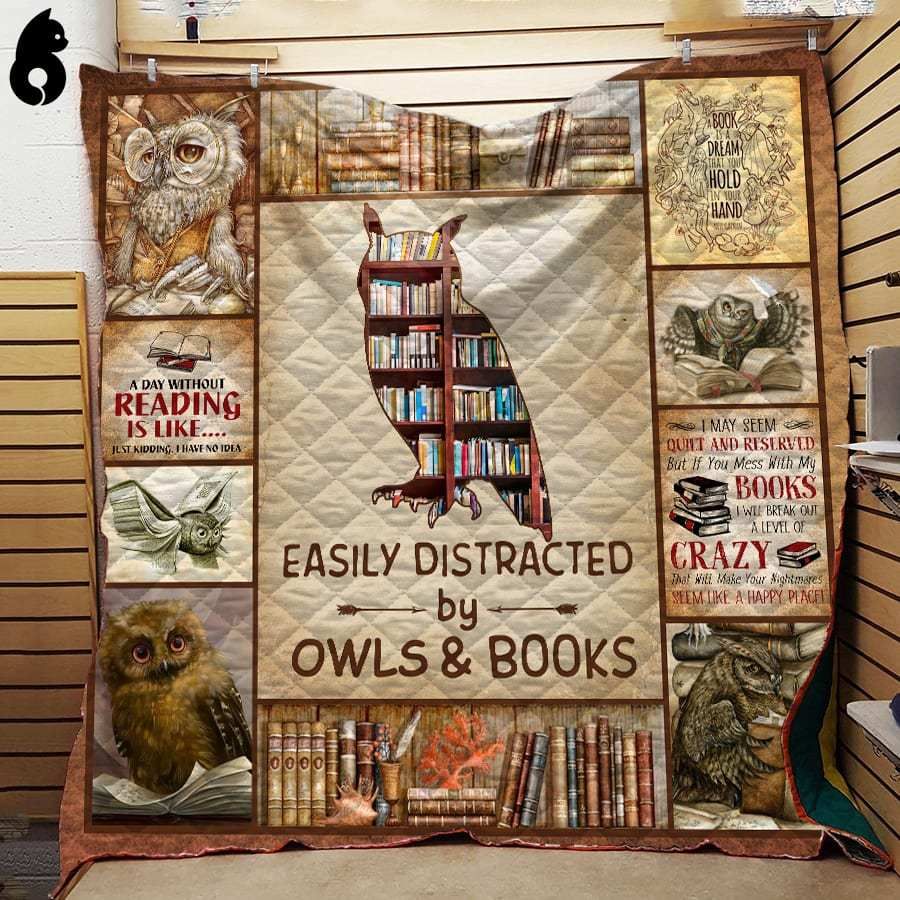 Easily Distracted Book Owl Quilt Blanket Dhc191207Vt