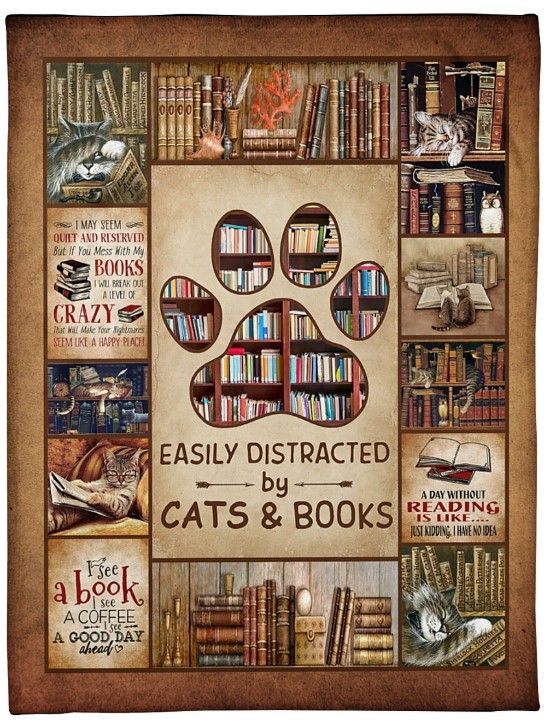 Easily Distracted By Cats And Books Sherpa Fleece Blanket