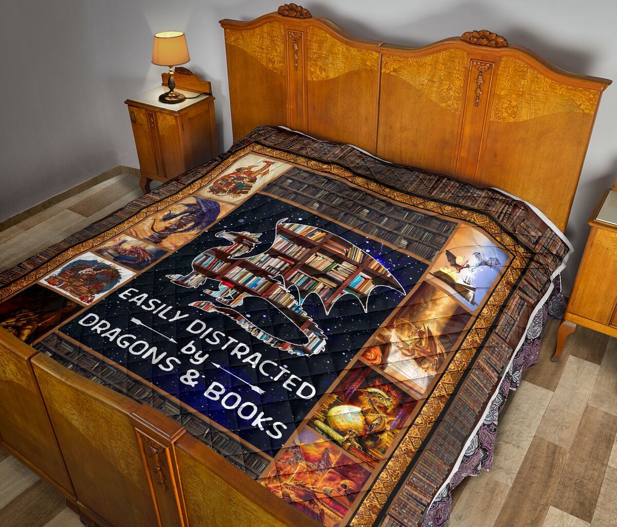 Easily Distracted By Dragons And Books Quilt Blanket DHC02011631DD