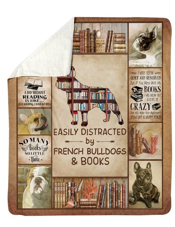 Easily Distracted By French Bulldogs Sherpa Fleece Blanket