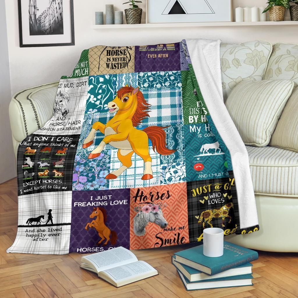 Easily Distracted By Horse Custom Design Fleece Blanket