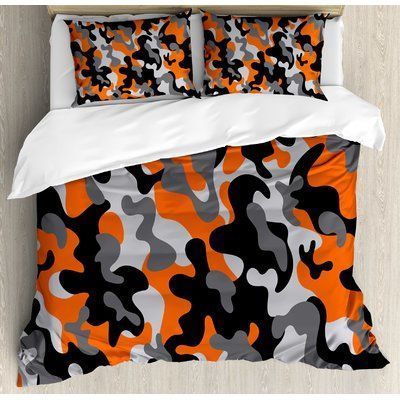 East Urban Home Camo Vibrant Artistic Camouflage Lattice Like Military Service Combat Bedding Set