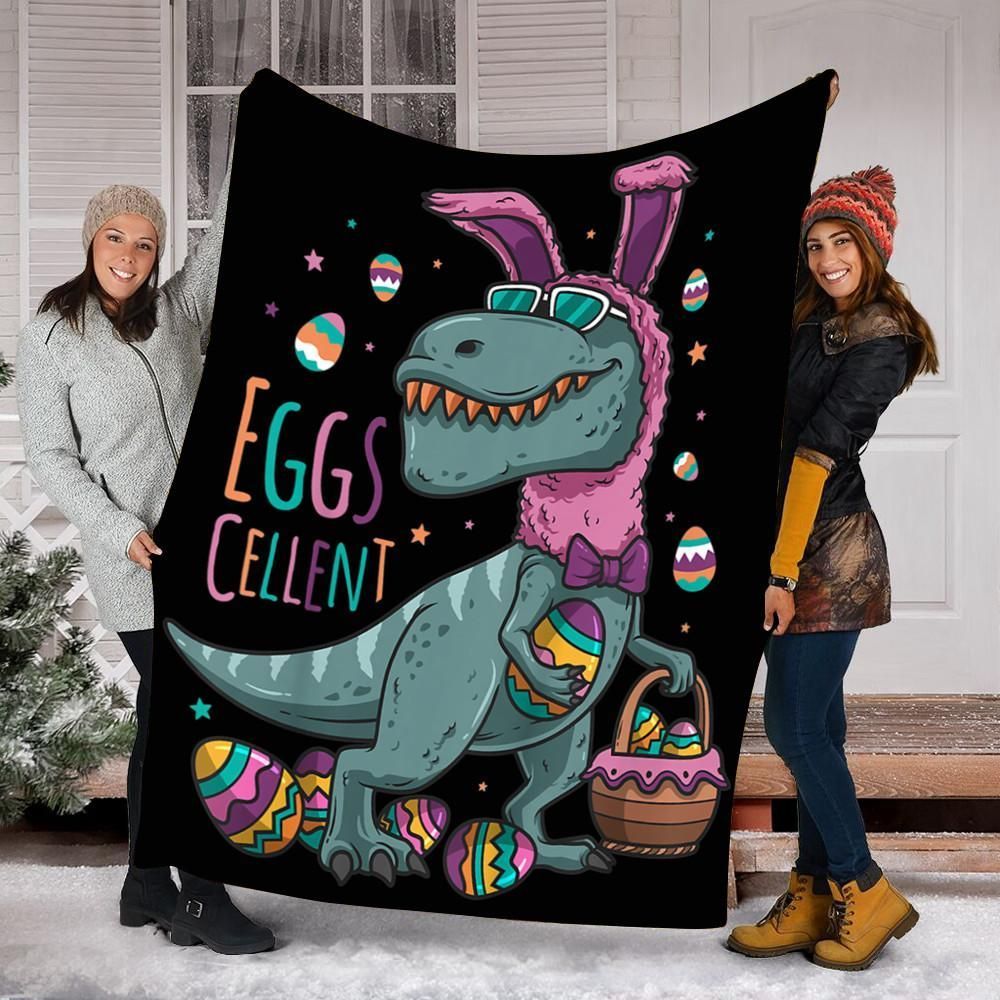 Easter Basket Stuffers T-Rex Easter Egg Sherpa Fleece Blanket