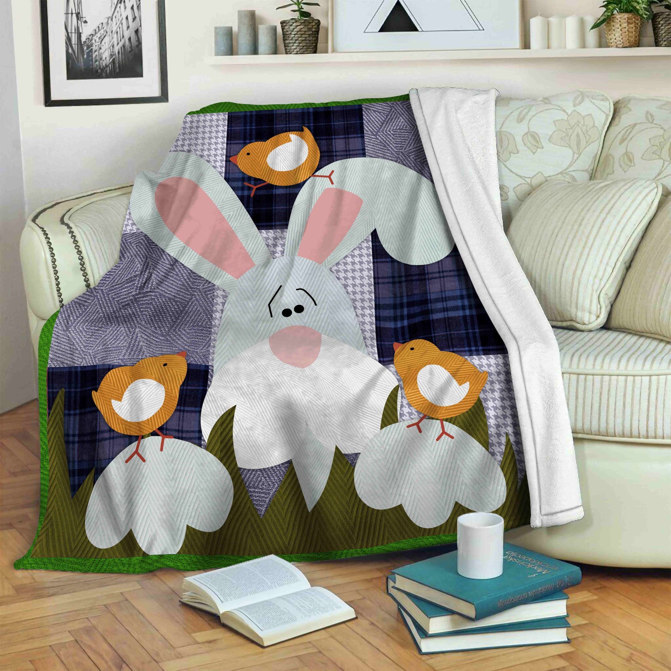 Easter Bunny Sherpa Fleece Blanket