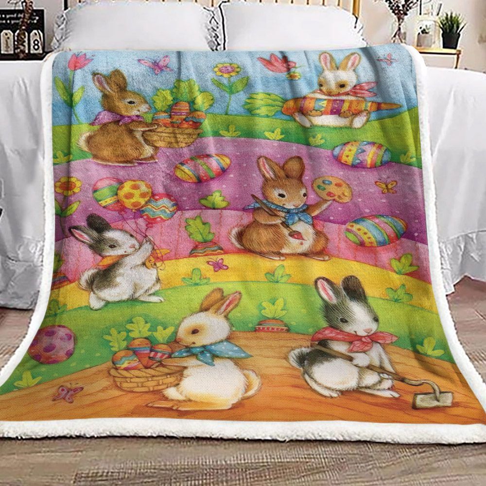 Easter Bunny Sherpa Fleece Blanket