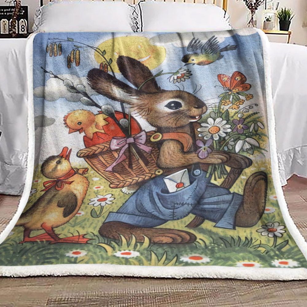 Easter Bunny Sherpa Fleece Blanket
