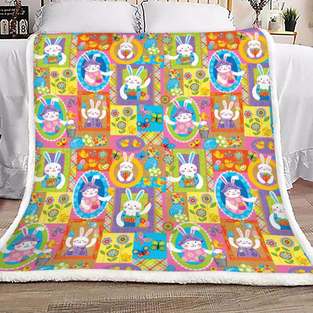 Easter Bunny Sherpa Fleece Blanket