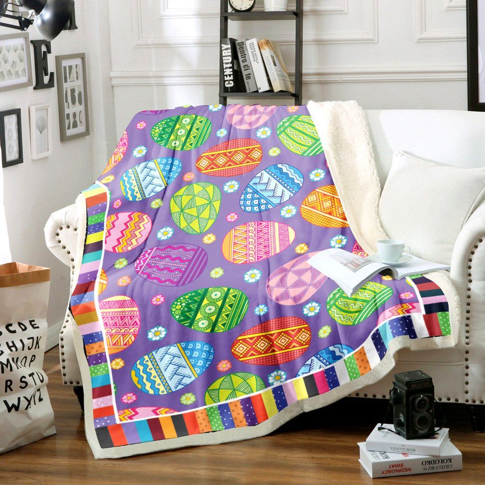 Easter Eggs Sherpa Fleece Blanket