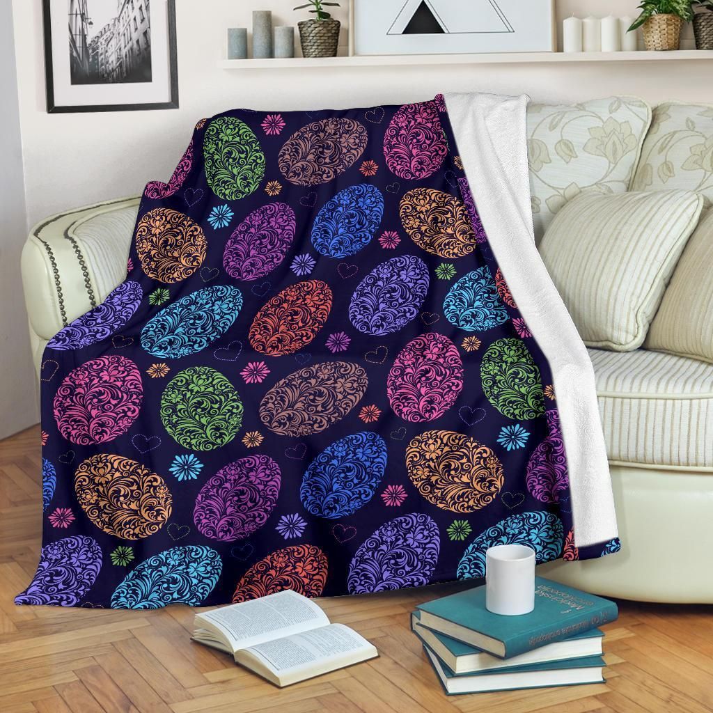Easter Eggs Neon Color Pattern Print Design Fleece Blanket