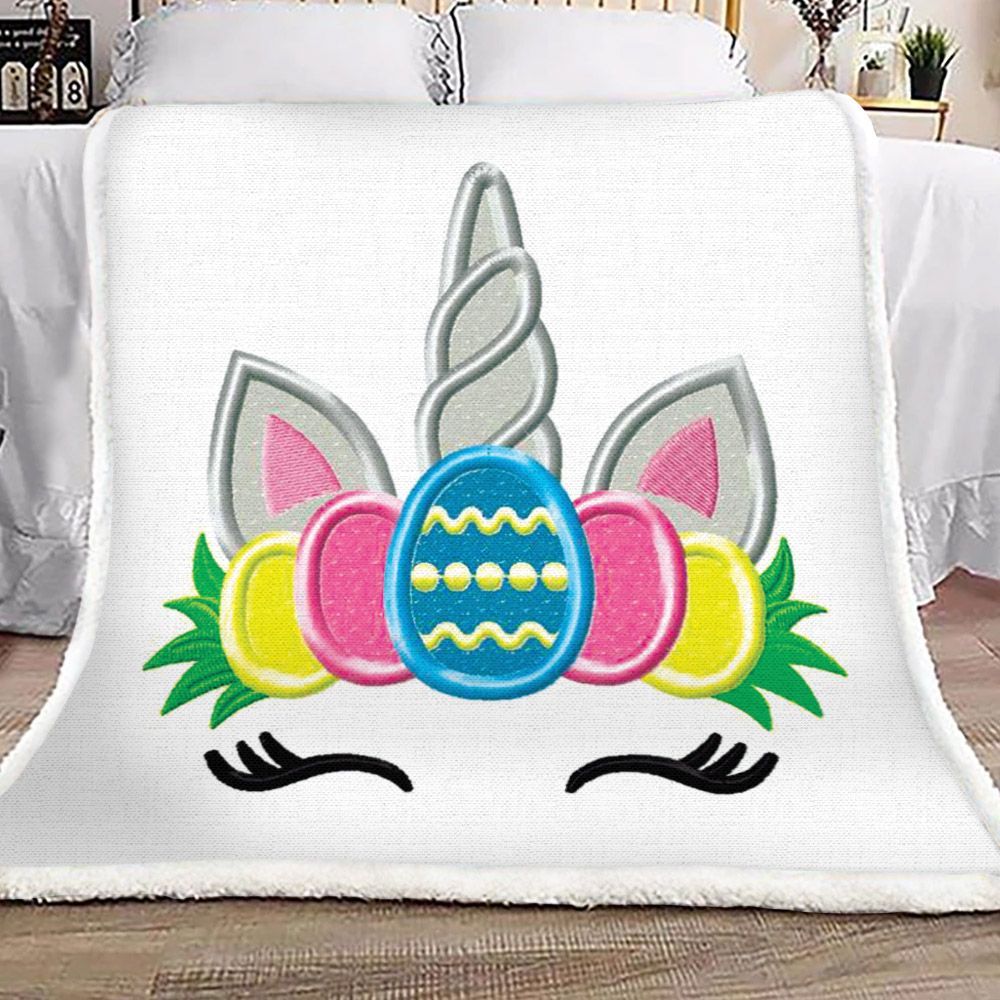 Easter Unicorn Sherpa Fleece Blanket