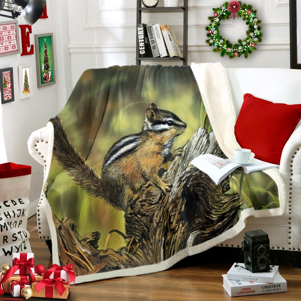 Eastern Chipmunk Sherpa Fleece Blanket