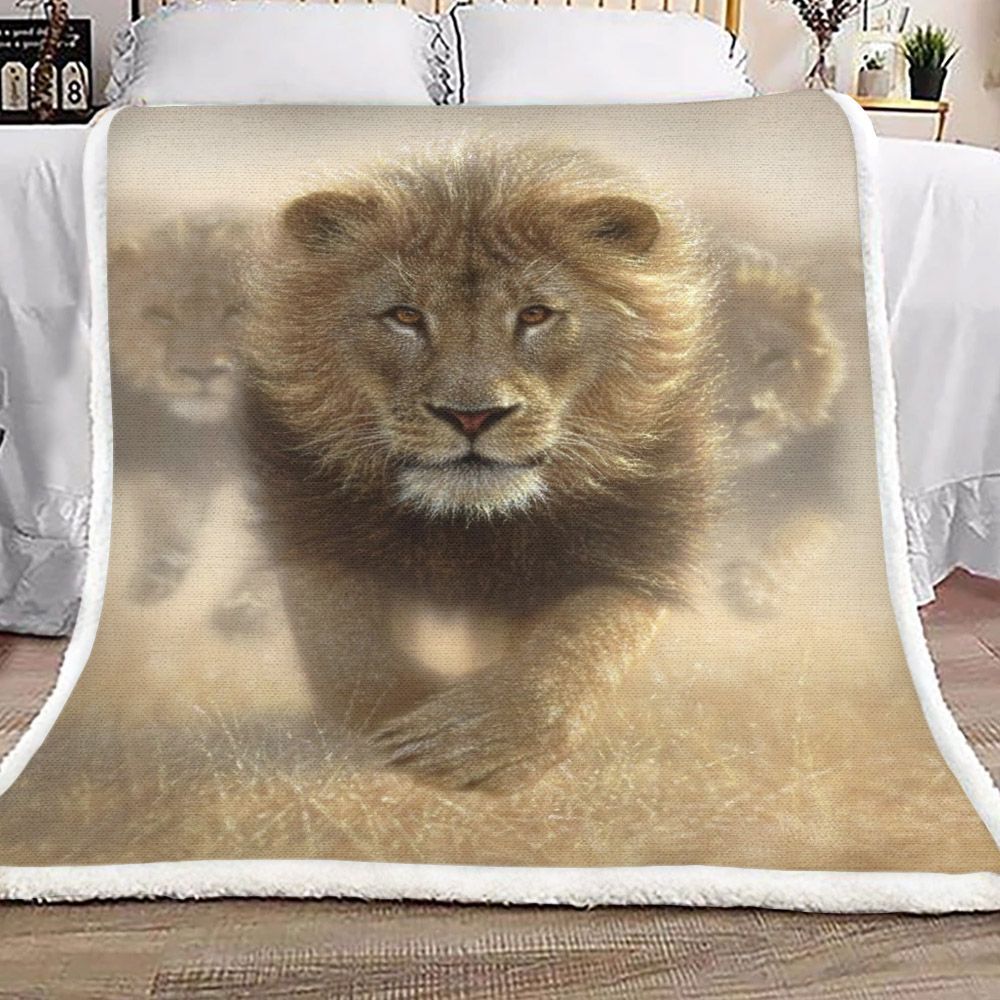 Eat My Dust Lion Sherpa Fleece Blanket