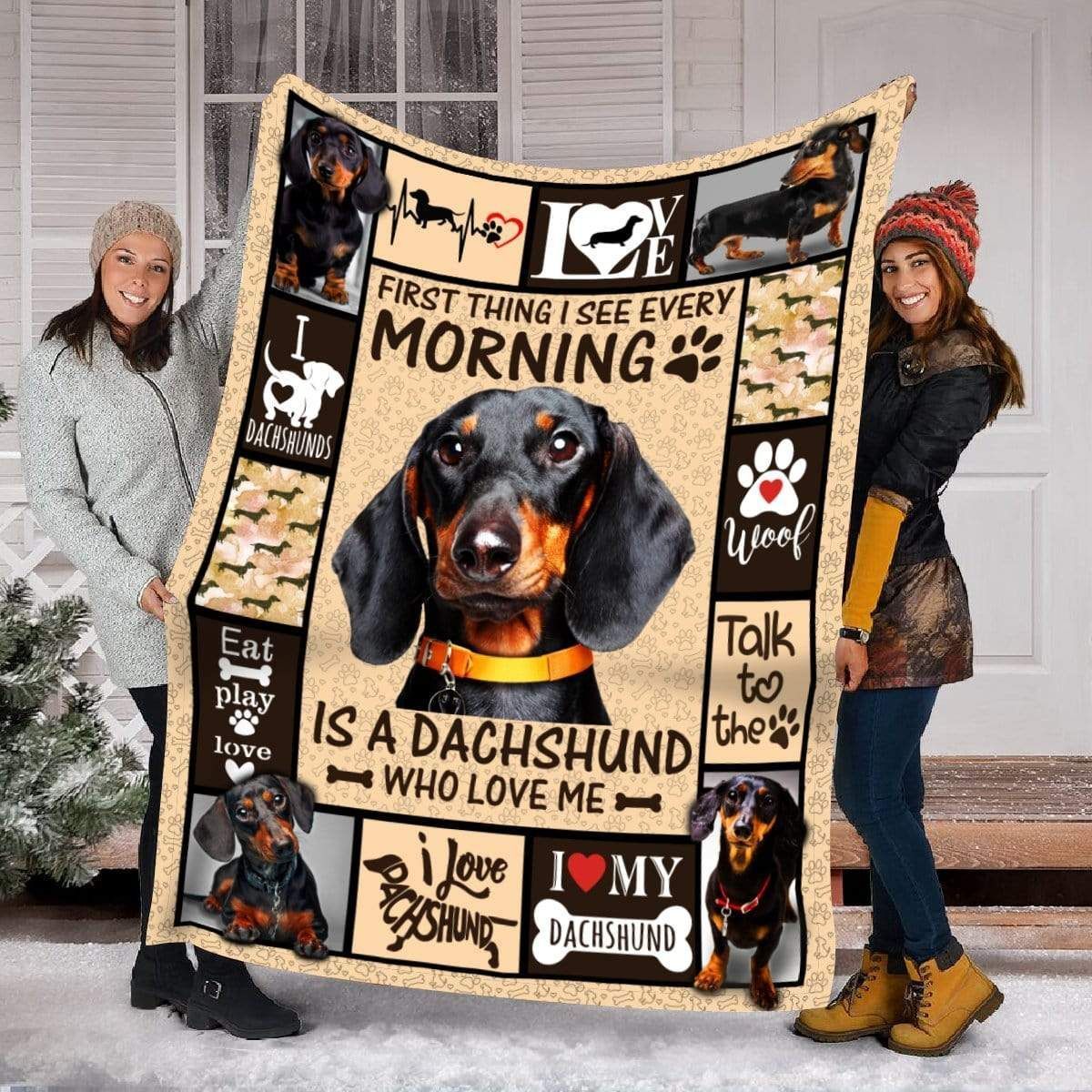 Eat Play Love Dachshund Fleece Blanket Gift For Dog Lovers