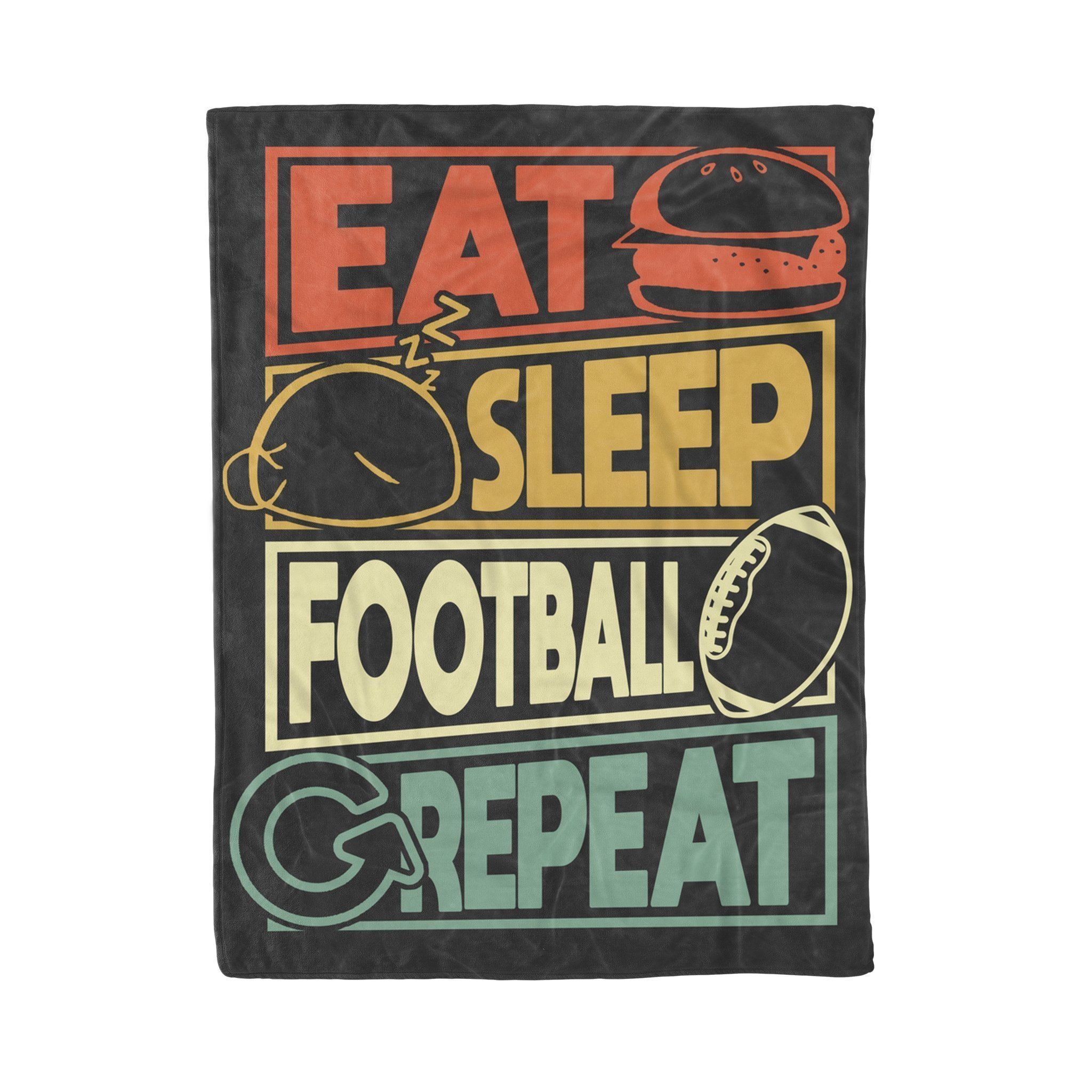 Eat Sleep American Football Repeat Vintage Style Fleece Blanket