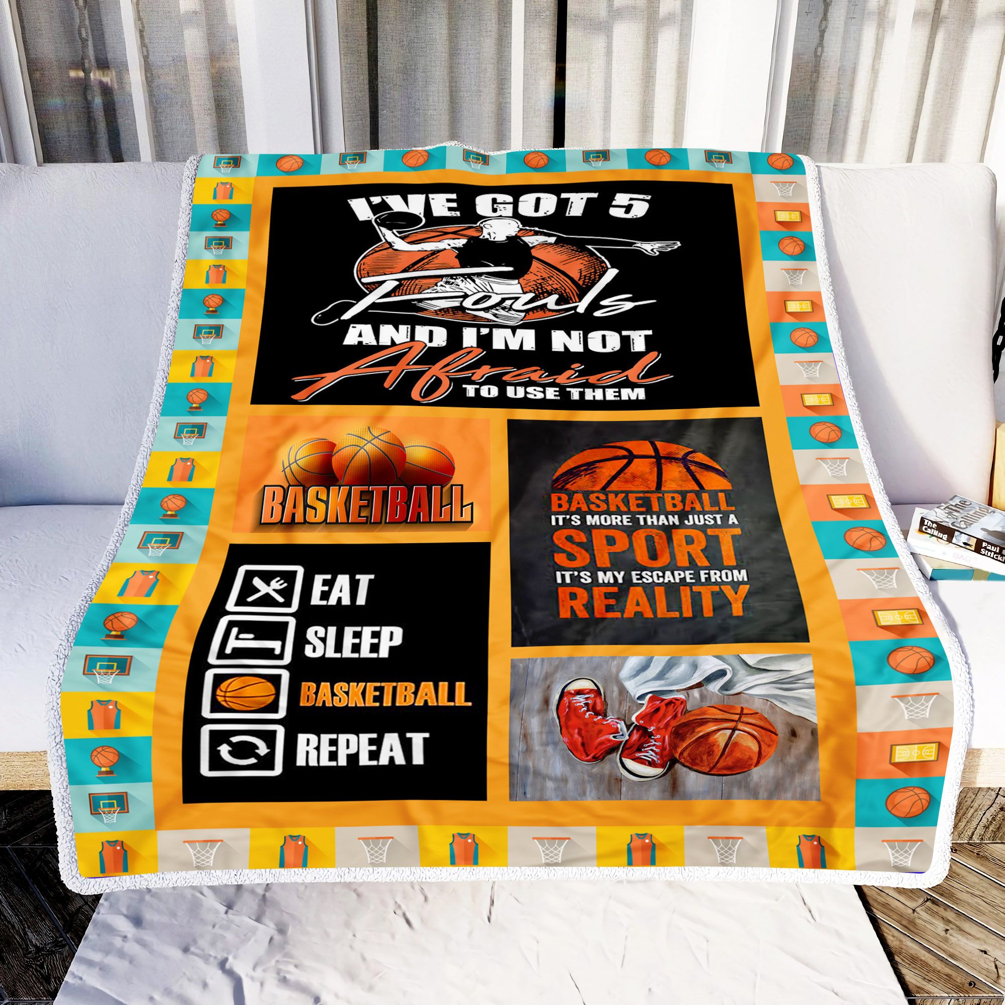 Eat Sleep Basketball Repeat Fleece Blanket