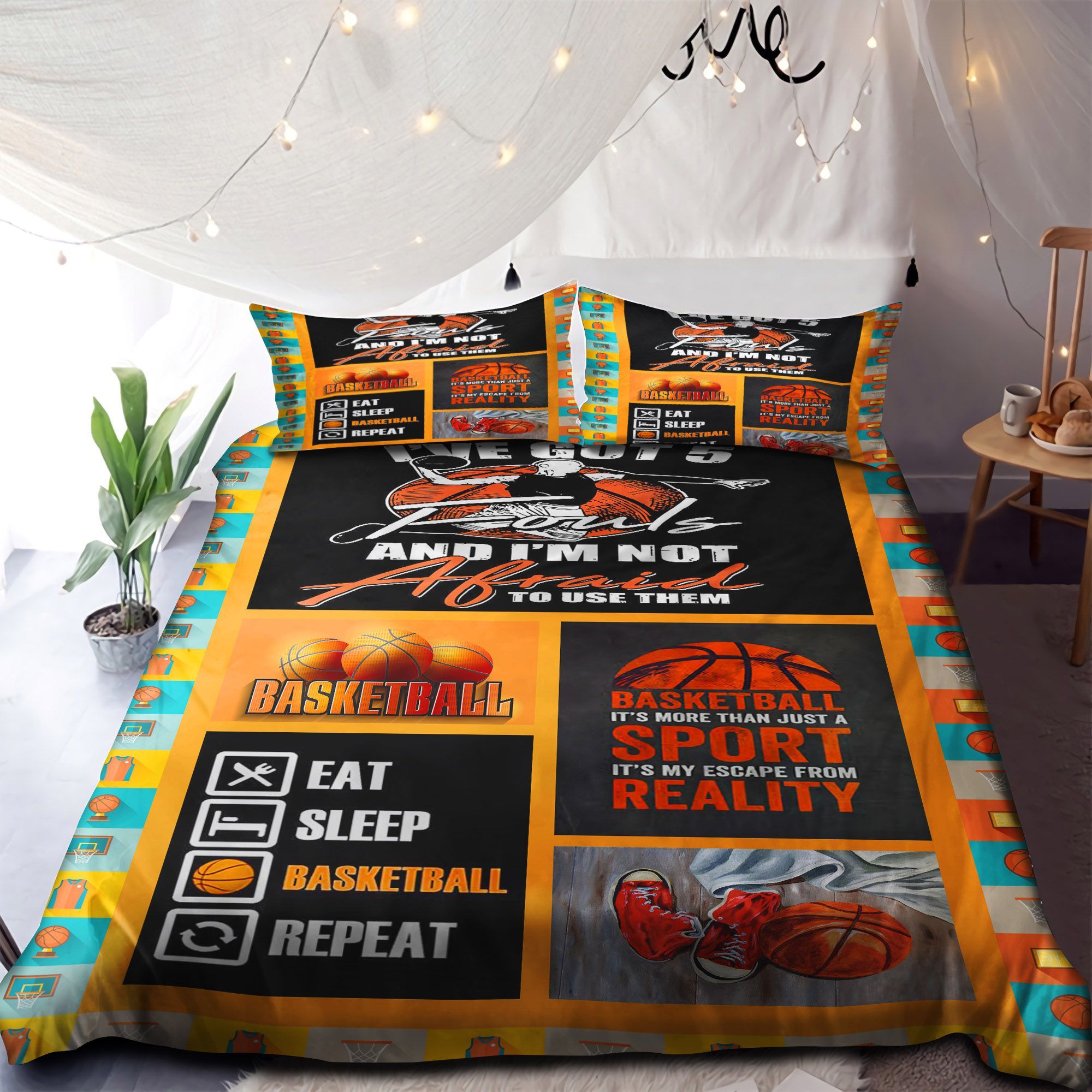 Eat Sleep Basketball Repeat Bedding Set