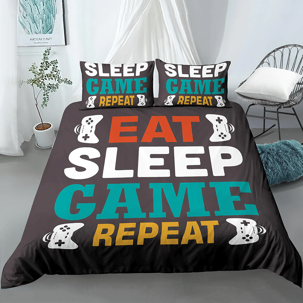 Eat Sleep Game Repeat Bedding Set
