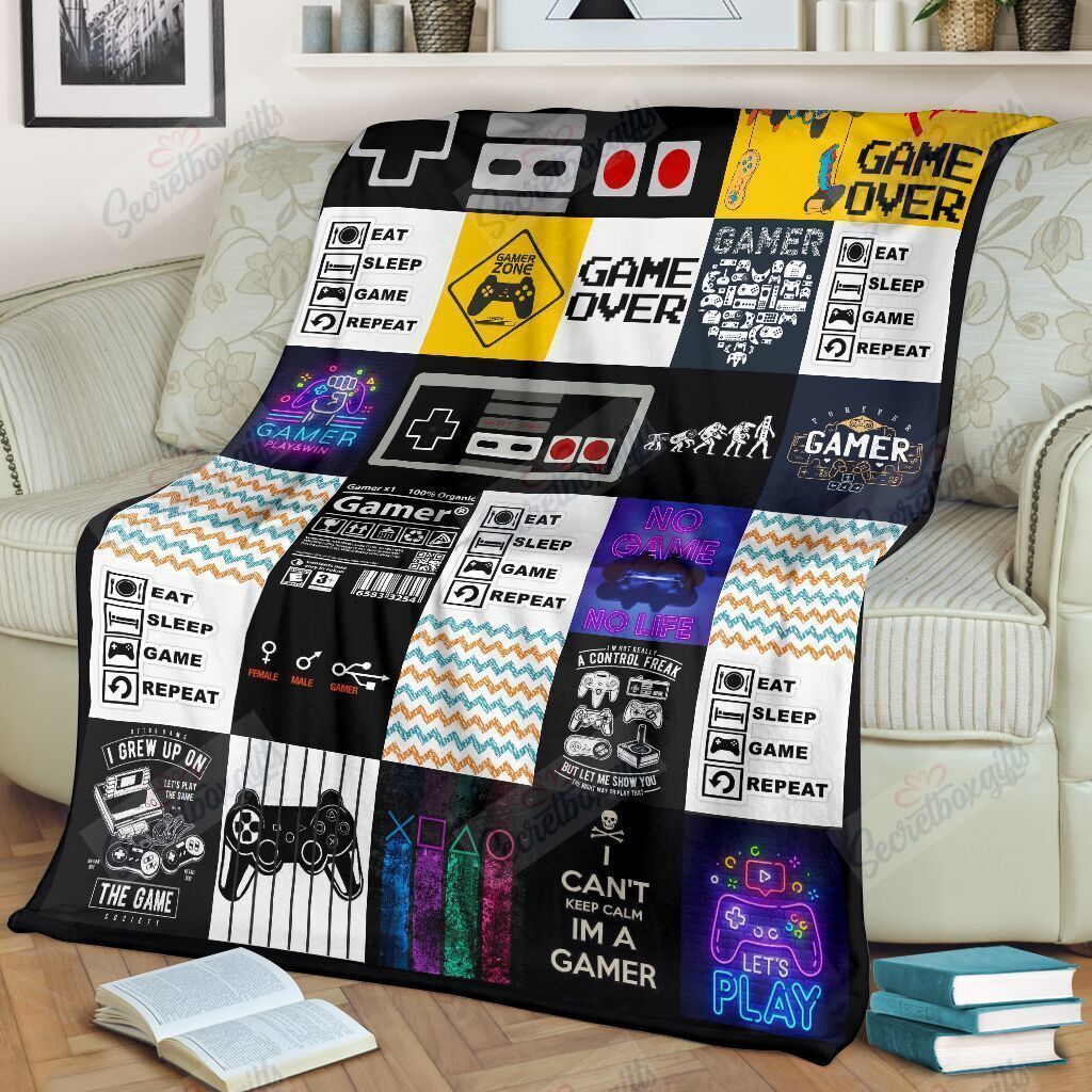 Eat Sleep Game Repeat Fleece Blanket