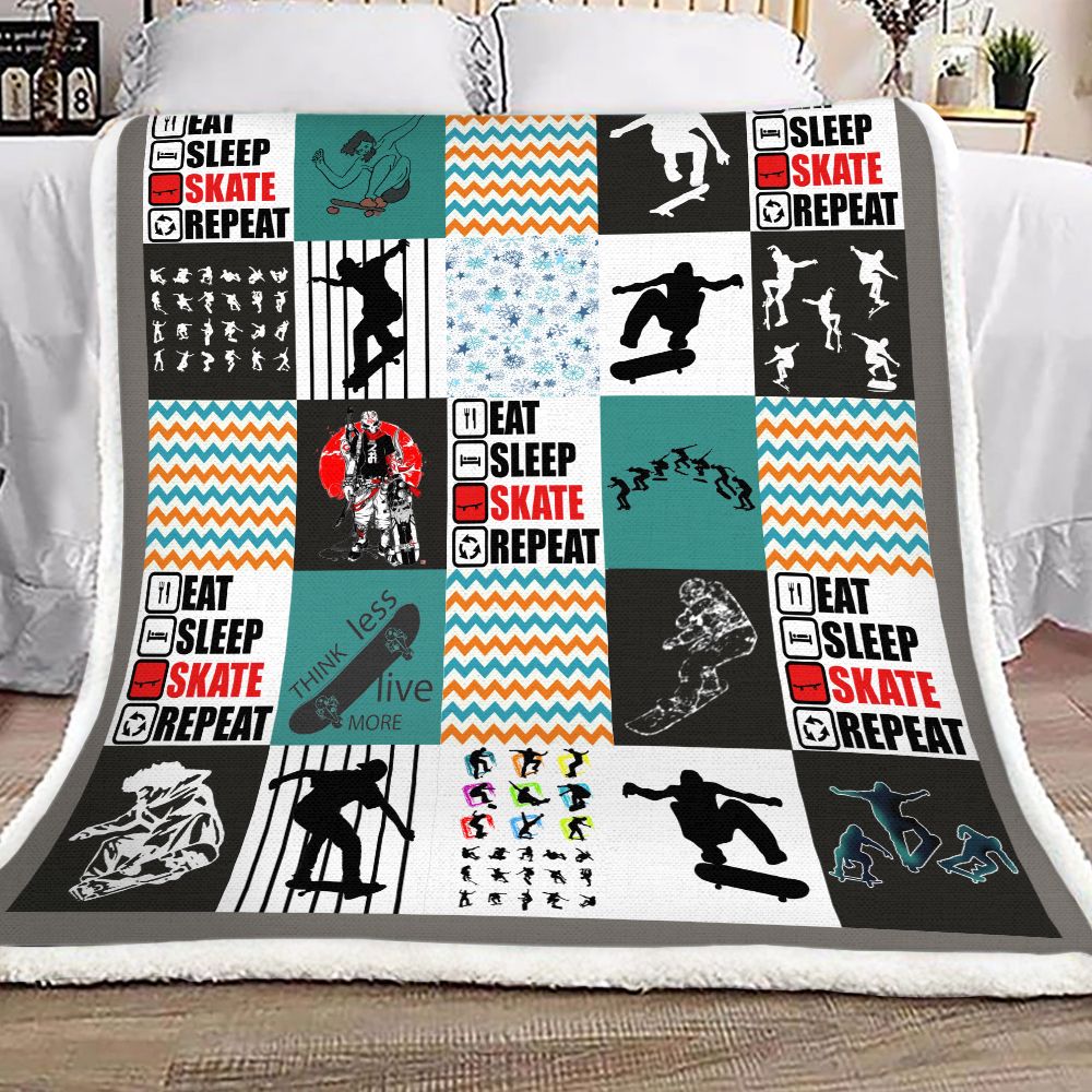 Eat Sleep Skate Repeat Fleece Blanket