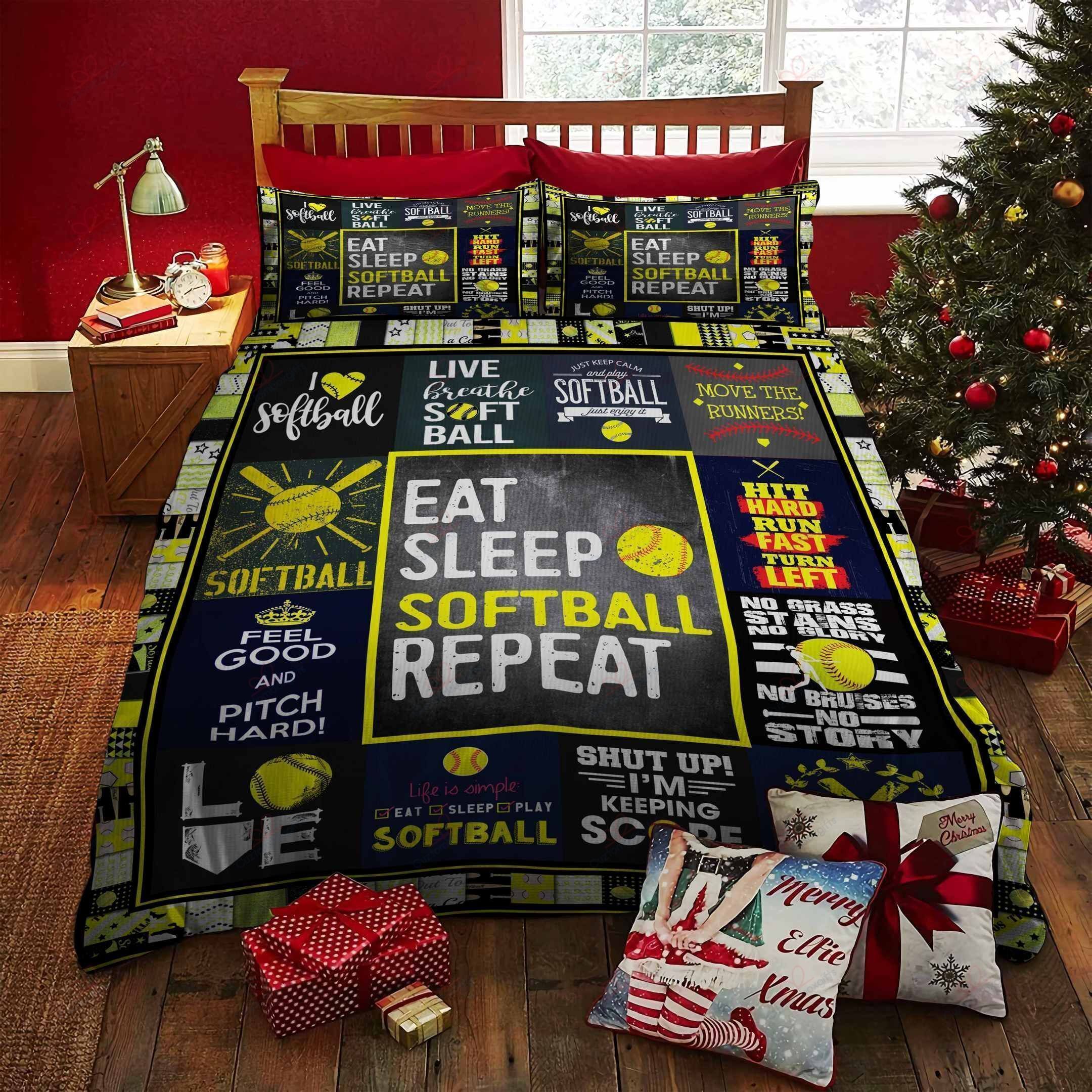Eat Sleep Softball Bedding Set