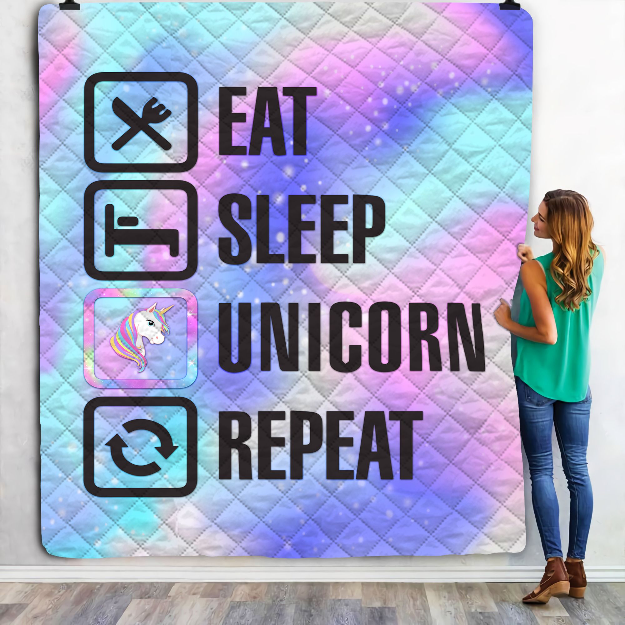 Eat Sleep Unicorn Repeat Fleece Blanket