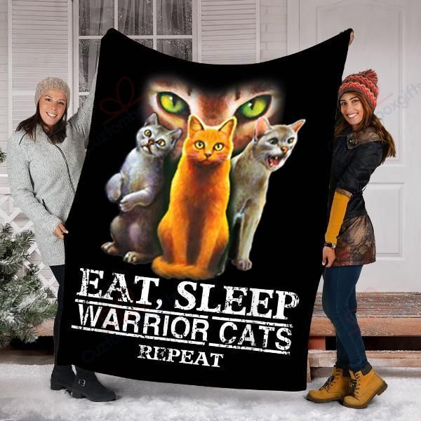 Eat Sleep Warrior Cats Repeat Sherpa Fleece Blanket