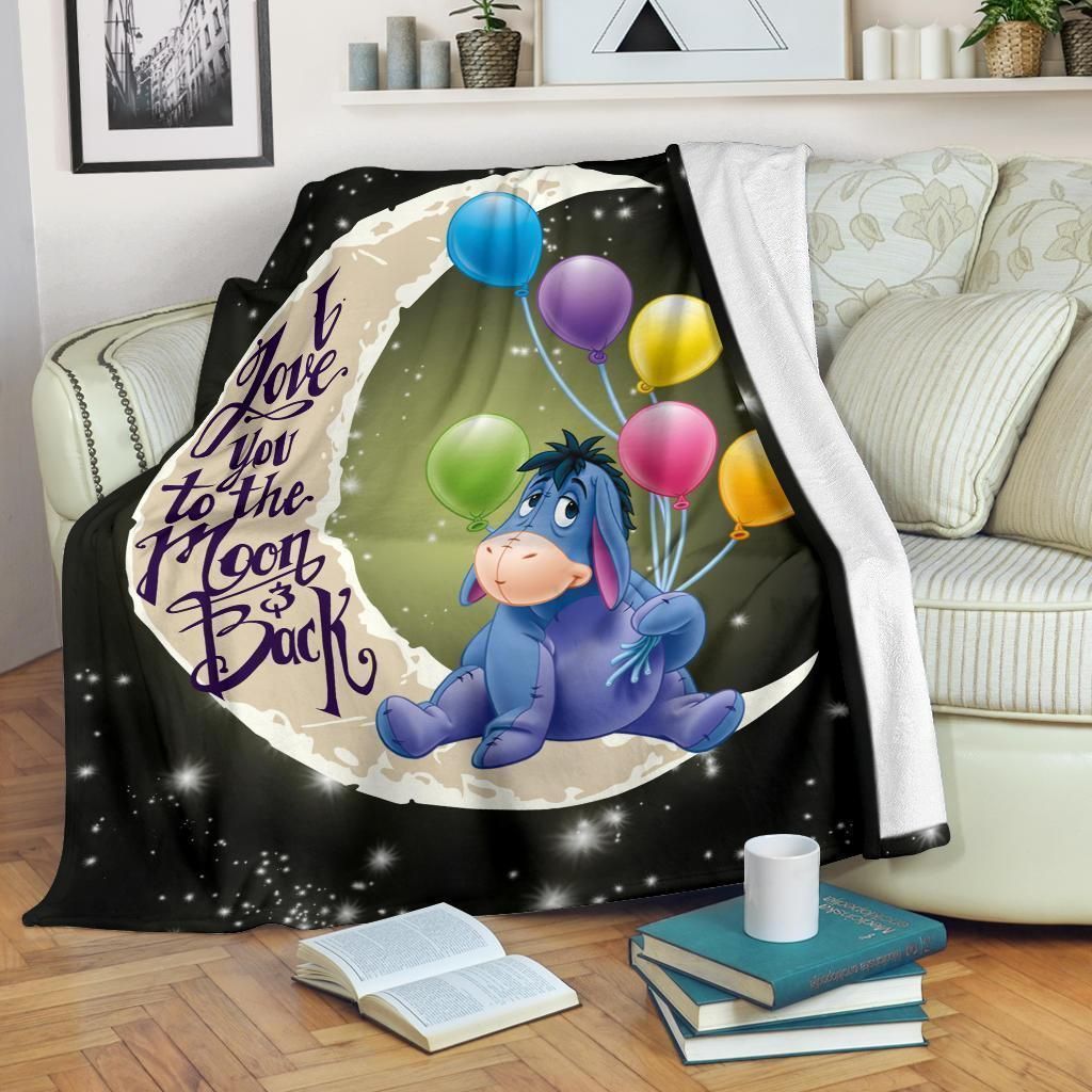 Eeyore I Love You To The Moon And Back Printed Fleece Blanket