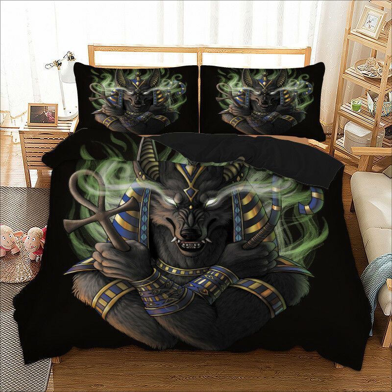 Egypt Anubis Wolf Pharaoh Bedding Set
