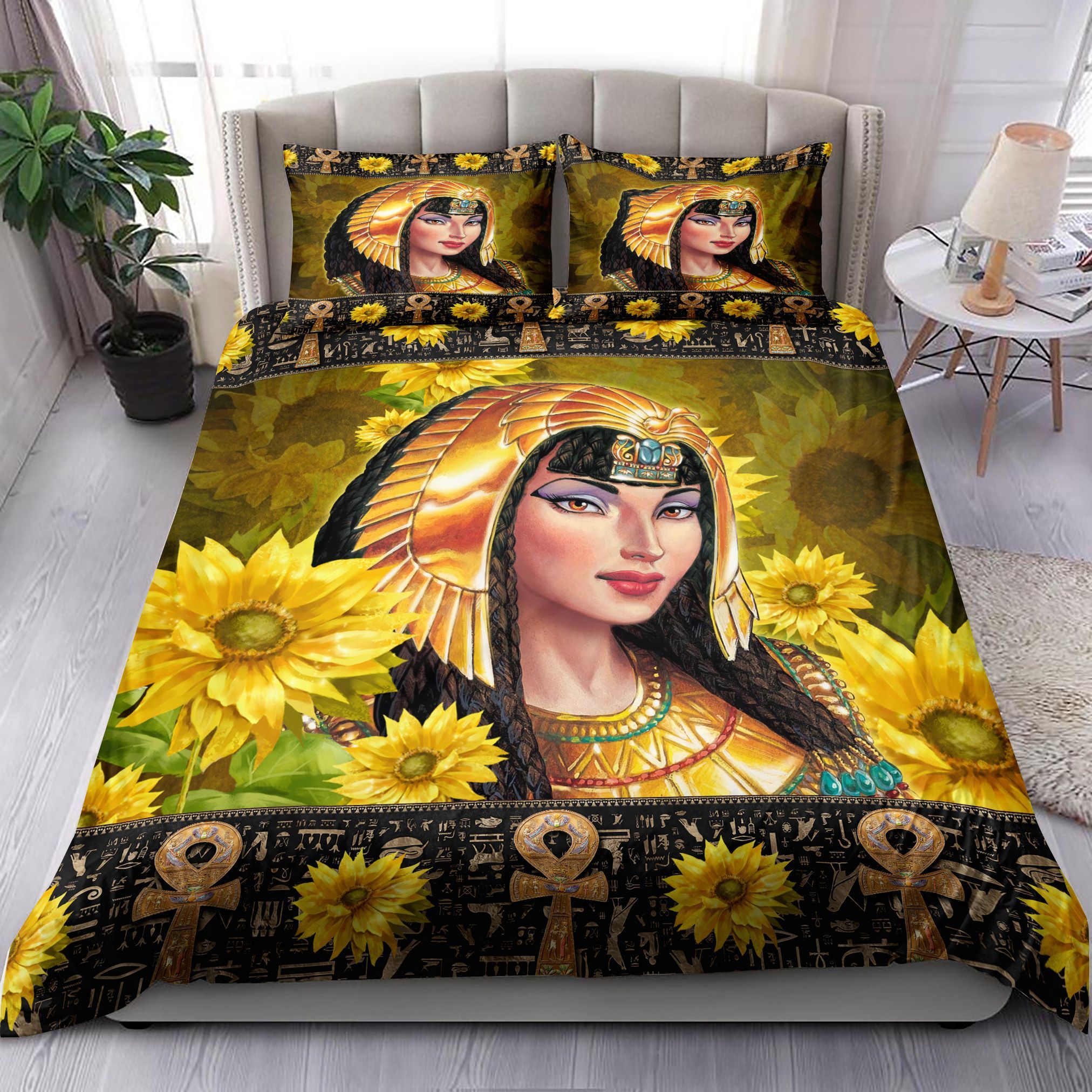Egypt Girl And Sunflower Bedding Set