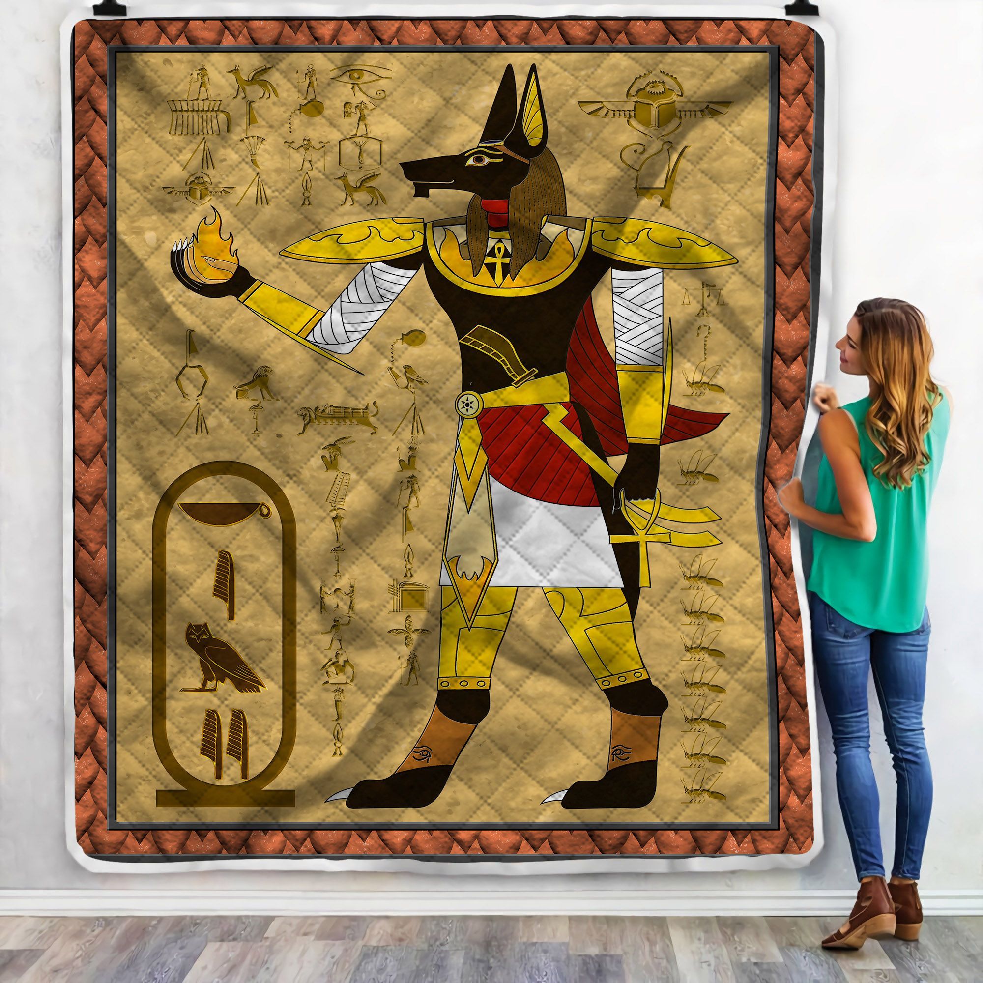 Egyptian Anubis Sherpa Fleece Blanket