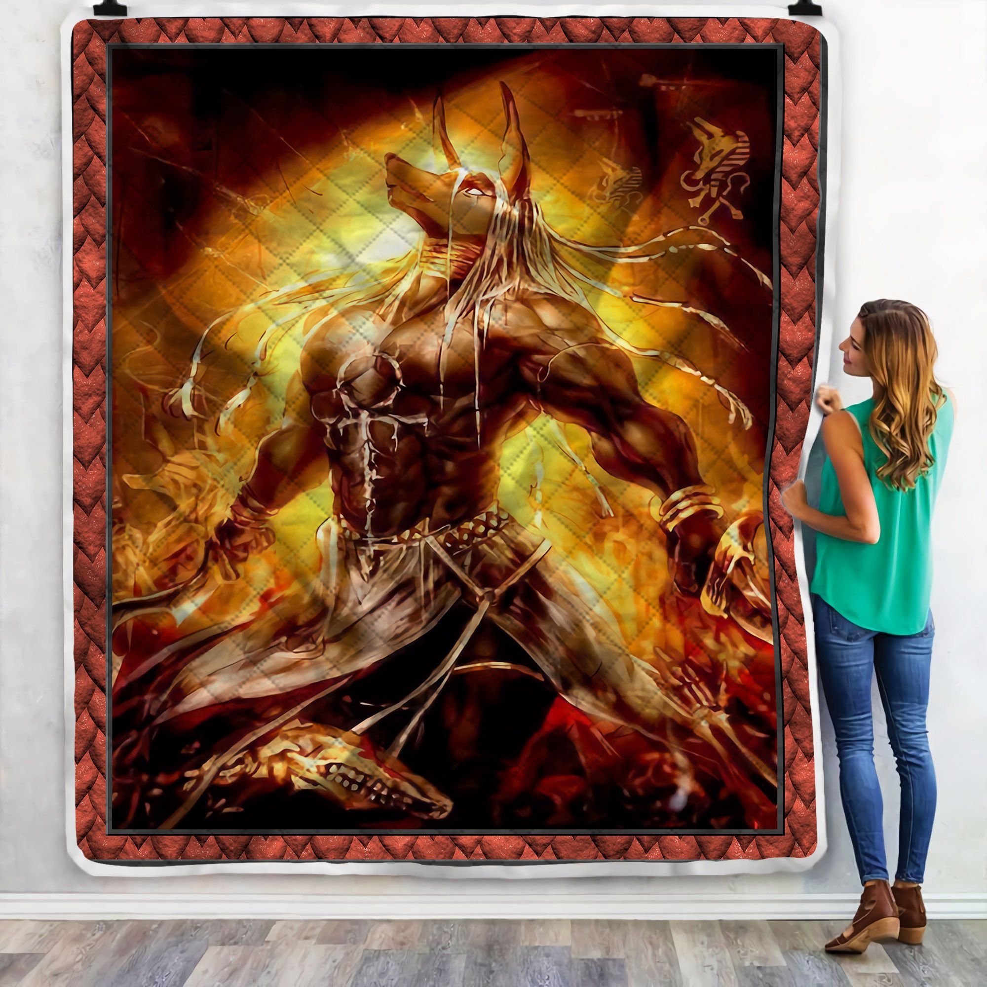 Egyptian Anubis Sherpa Fleece Blanket